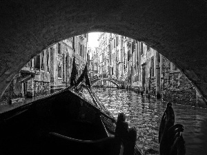 Venice, River, gondola, Houses