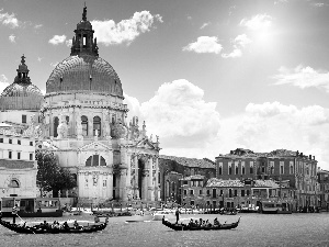 Town, basilica, Gondolas, Venice