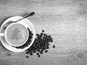 cup, christmas tree, grains, coffee