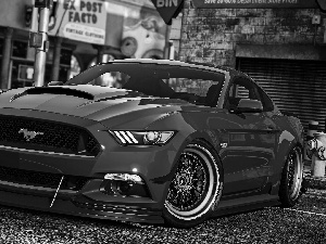 Ford Mustang GT350, Grand Theft Auto 5, Front, GTA 5, game, Red, Street