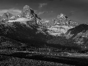 Mountains, medows, State of Wyoming, Grand Teton National Park, The United States