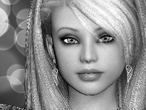 graphics, 3D, ear-ring, portrait, girl