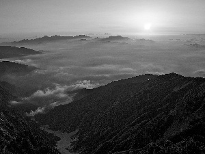 clouds, Mountains, Great Sunsets