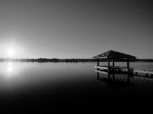 pier, lake, Great Sunsets