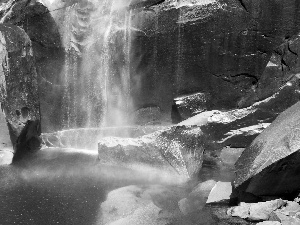 rocks, waterfall, Great Rainbows, small