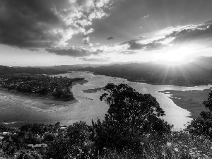 Tairua, New Zeland, clouds, Great Sunsets, River