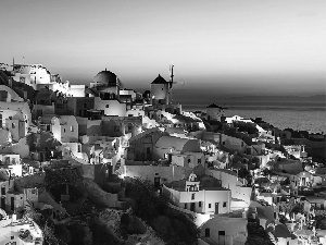 Houses, santorini, Greece, sea