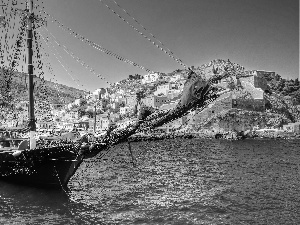 sailing vessel, Island, Greece, sea