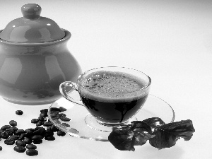 Green, sugar bowl, coffee, grains, cup