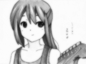 K-ON!, letters, Guitar, Japanese