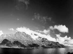 Mountains, Sky, Gulf, clouds