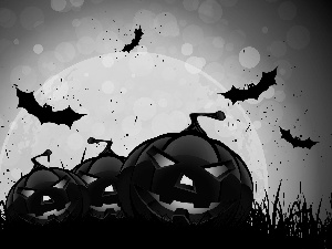 halloween, pumpkin, bats