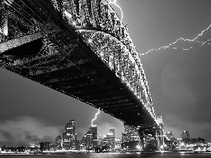 Storm, bridge, Harbour, over Sydney