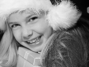 Hat, Present, girl, red hot, Smile