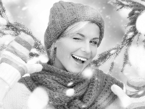 Hat, smiling, snow, winter, branch pics, girl