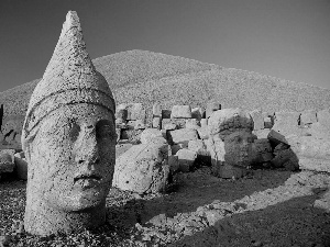 head, statues, Desert