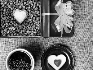 coffee, Box, Heart teddybear, grains