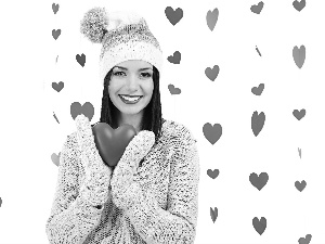 Hat, hearts, smiling, Valentine