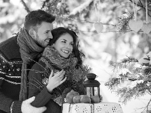 hearts, lantern, Steam, christmas tree, happy