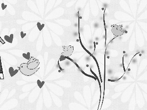 For Children, hearts, 2D, Birds on the log