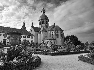 hesja seligenstadt, Germany, cloister, Garden, Church