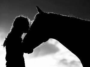 west, Women, Horse, sun