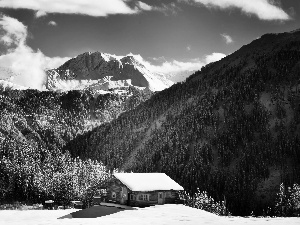 house, Mountains, winter