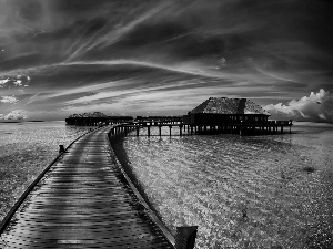 Houses, sea, pier