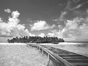 Houses, sea, pier