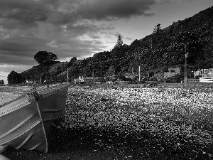 sea, Boat, Houses, coast