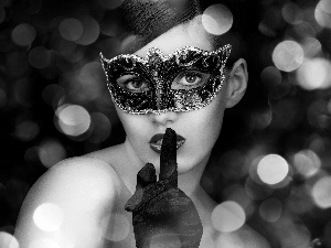 In Mask, Beauty, Handglove, lights, black, Women