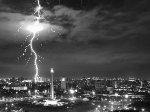 lightning, Jakarta, indonesia, Merdeka Square