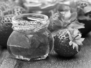 Jam, strawberries, jar