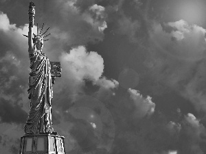 Jork, clouds, freedom, New, statue