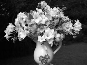 bouquet, White, jug, freesia