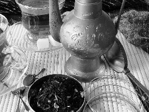 jug, tea, cups