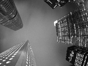skyscrapers, Hong, Kong, clouds