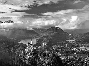 lake, Germany, autumn, Mountains, Neuschwanstein Castle