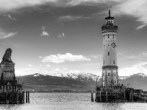 Lindau, Lighthouse, lake, Bavaria