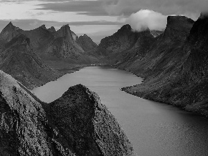 Mountains, lake