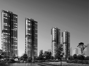 trees, skyscrapers, lake, Project, viewes, Park