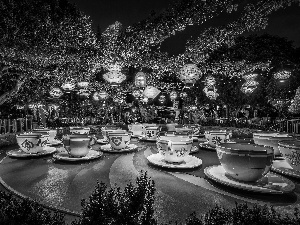 Disneyland, Park, Lanterns, HDR, cups, entertainment