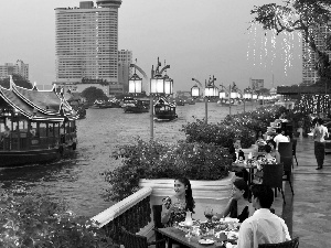 boats, River, Lanterns, Japan, Tour, promenade