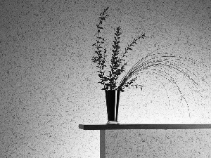 leaves, grass, decoration, Vase, composition