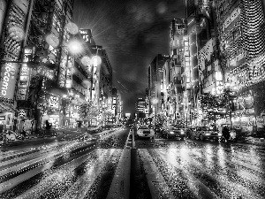 light, advertising, night, Street, Tokio