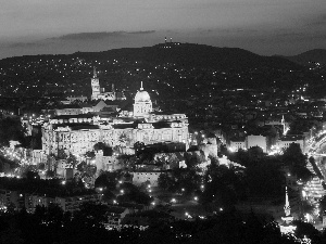 Budapest, Night, light, Town