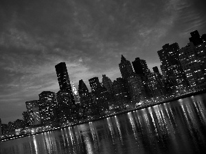 light, Dusk, Manhattan, skyscrapers, New York