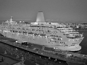 Ship, port, light, passenger