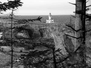 Lighthouse, maritime, Red, Cliffs, sea