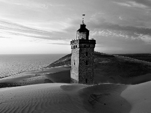 Lighthouse, maritime, sun, Dunes, west